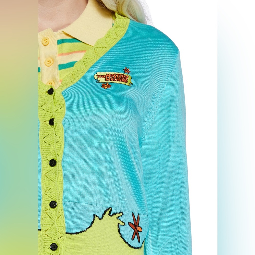 New Dolls Kill Hanna Barbera Mystery Machine Embroider Cardigan Sweater Top XXS - Picture 8 of 11